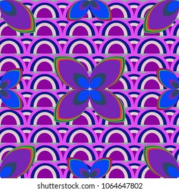 New color seamless pattern with many flower.