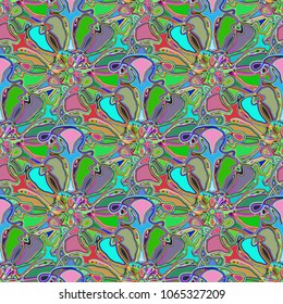 New color seamless pattern with many flower.