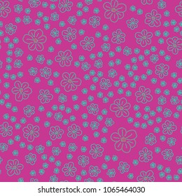 New color seamless pattern with many flower.