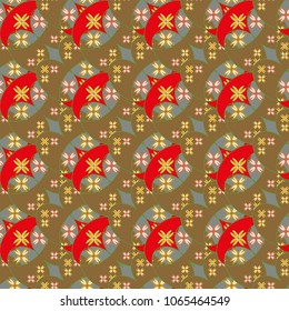 New color seamless pattern with many flower.