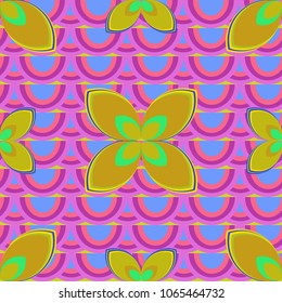 New color seamless pattern with many flower.