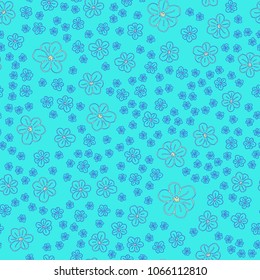 New color seamless pattern with many flower.