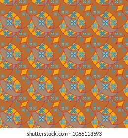 New color seamless pattern with many flower.