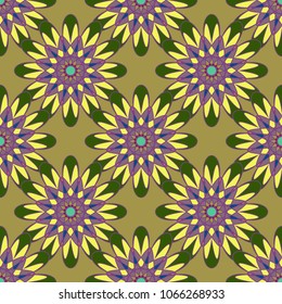 New color seamless pattern with many flower.