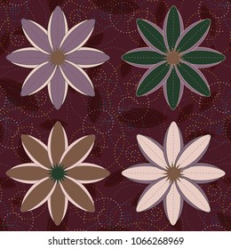 New color seamless pattern with many flower.