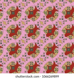 New color seamless pattern with many flower.