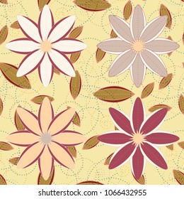 New color seamless pattern with many flower.