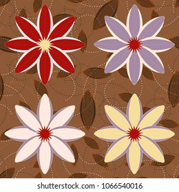 New color seamless pattern with many flower.