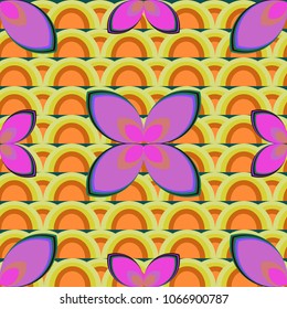 New color seamless pattern with many flower.
