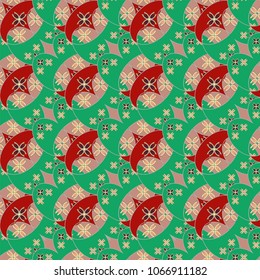 New color seamless pattern with many flower.