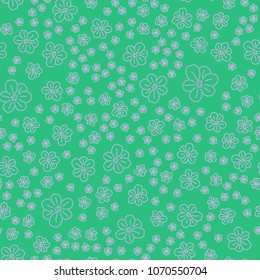 New color seamless pattern with many flower.