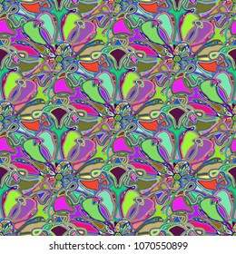 New color seamless pattern with many flower.