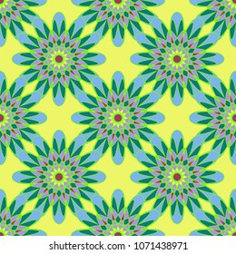 New color seamless pattern with many flower.