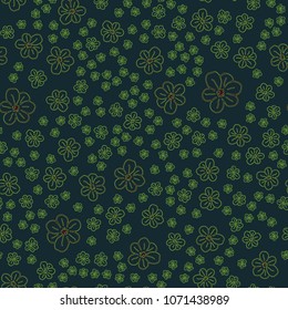 New color seamless pattern with many flower.
