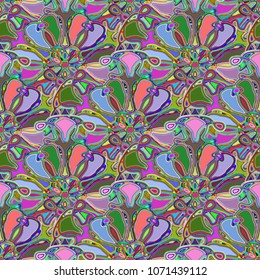 New color seamless pattern with many flower.