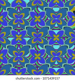 New color seamless pattern with many flower.
