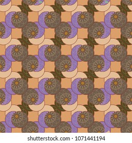 New color seamless pattern with many flower.