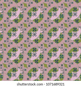 New color seamless pattern with many flower.