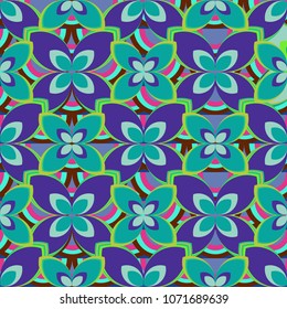 New color seamless pattern with many flower.