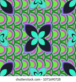 New color seamless pattern with many flower.