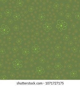 New color seamless pattern with many flower.