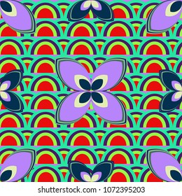 New color seamless pattern with many flower.