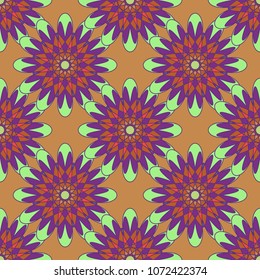 New color seamless pattern with many flower.