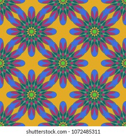New color seamless pattern with many flower.