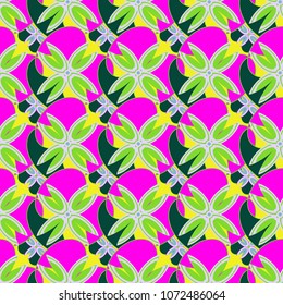 New color seamless pattern with many flower.