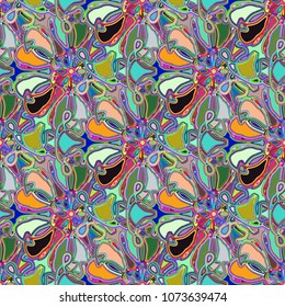 New color seamless pattern with many flower.