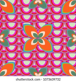 New color seamless pattern with many flower.