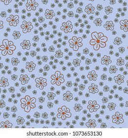 New color seamless pattern with many flower.