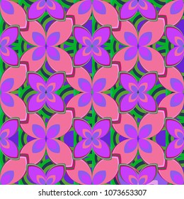 New color seamless pattern with many flower.