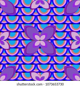 New color seamless pattern with many flower.
