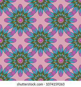 New color seamless pattern with many flower.