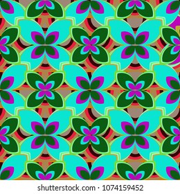 New color seamless pattern with many flower.