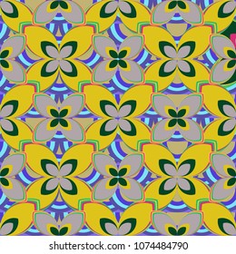 New color seamless pattern with many flower.
