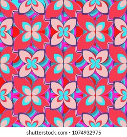 New color seamless pattern with many flower.