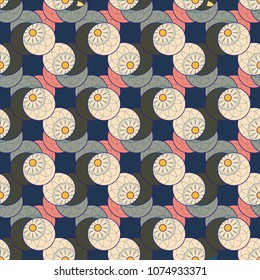 New color seamless pattern with many flower.