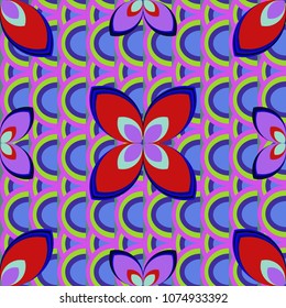 New color seamless pattern with many flower.