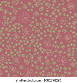 New color seamless pattern with many flower.