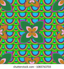 New color seamless pattern with many flower.