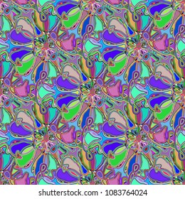 New color seamless pattern with many flower.