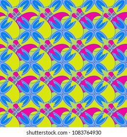 New color seamless pattern with many flower.