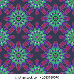 New color seamless pattern with many flower.
