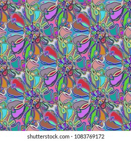 New color seamless pattern with many flower.