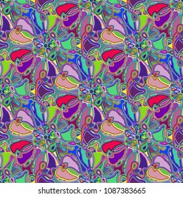 New color seamless pattern with many flower.