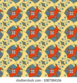 New color seamless pattern with many flower.