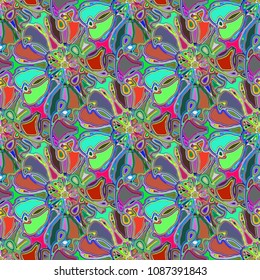 New color seamless pattern with many flower.