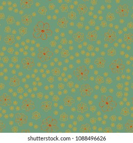 New color seamless pattern with many flower.